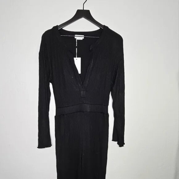NWT Lovers + Friends x Revolve Black Long Sleeve Ribbed Jogger Jumpsuit Small - Picture 2 of 9